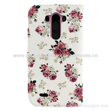 Chinese Rose Pattern Horizontal Flip Leather Case with Holder, for LG G3/D855